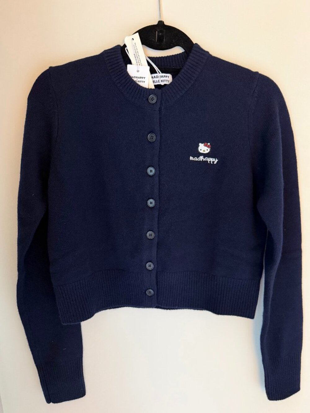 madhappy Hello Kitty Crewneck Cardigan - Navy/Small (new with tags)